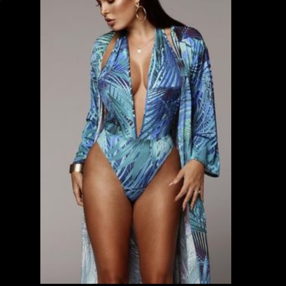 NWT JLUXLABEL Turquoise Dreams Halter & Duster Set - Picture 2 of 16